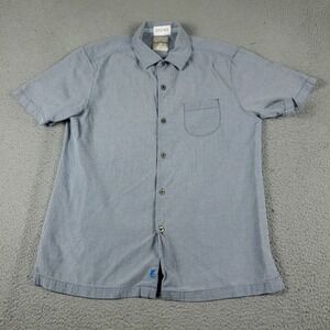 Tommy Bahama Shirt Mens Medium Blue Hawaiian Button Up Short Sleeve *STAINED*